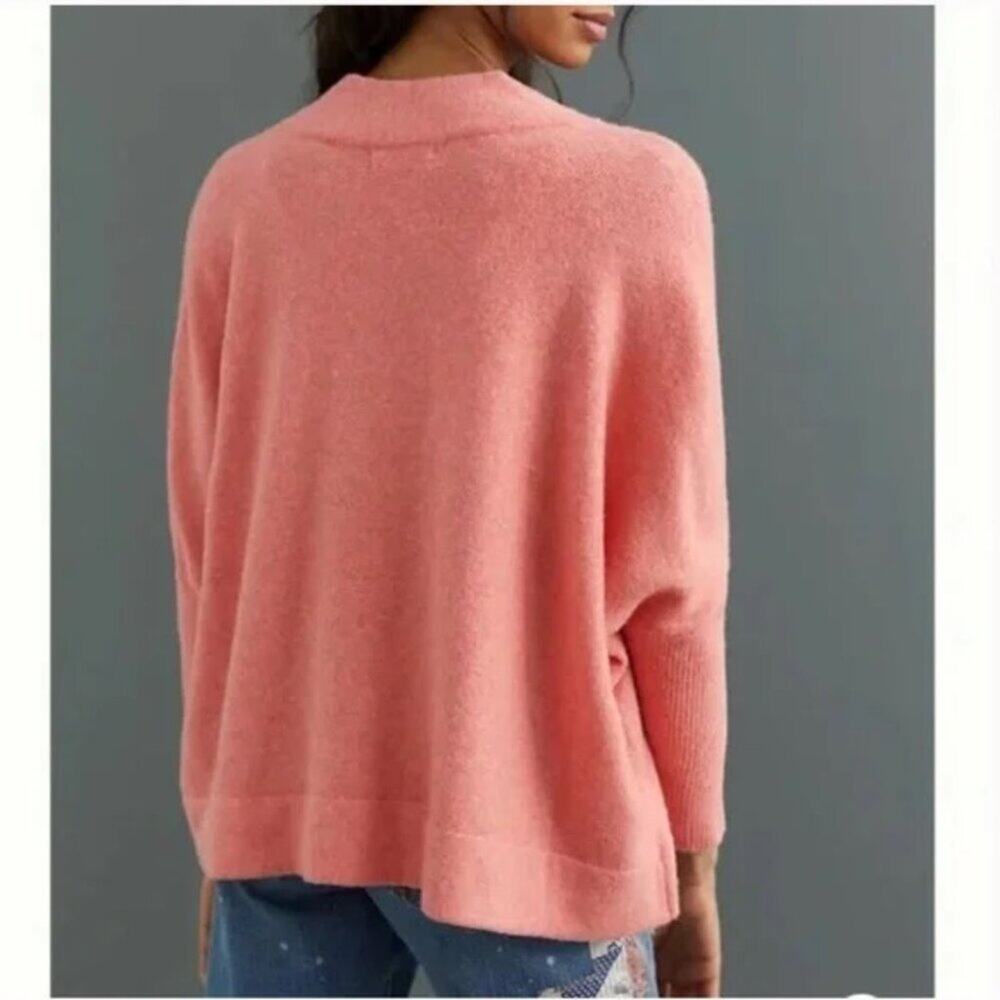 Anthropologie Coral Pink Cozy V-Neck Sweater - Picture 2 of 10